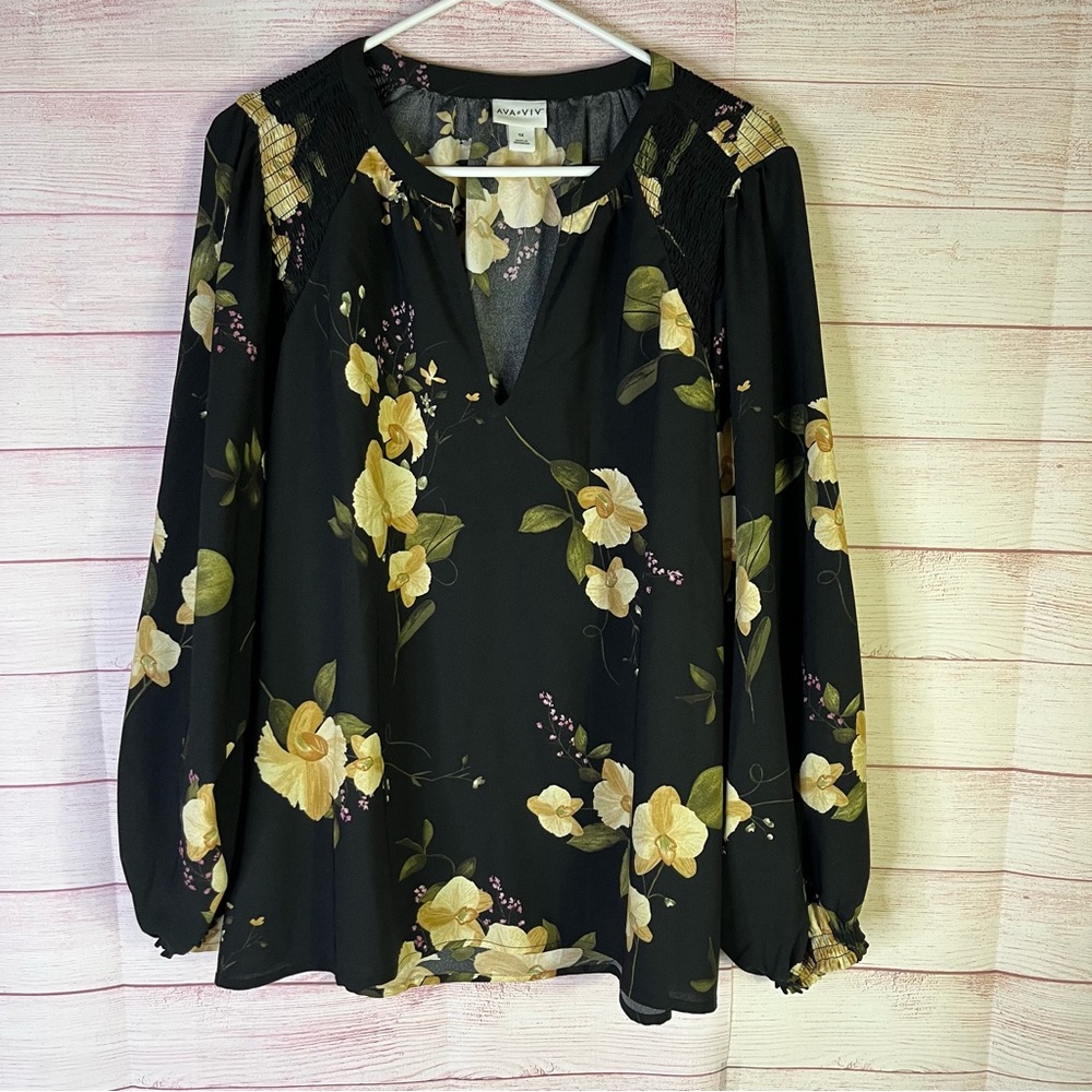Ava & Viv Floral Long Sleeve Blouse Size 1X‎